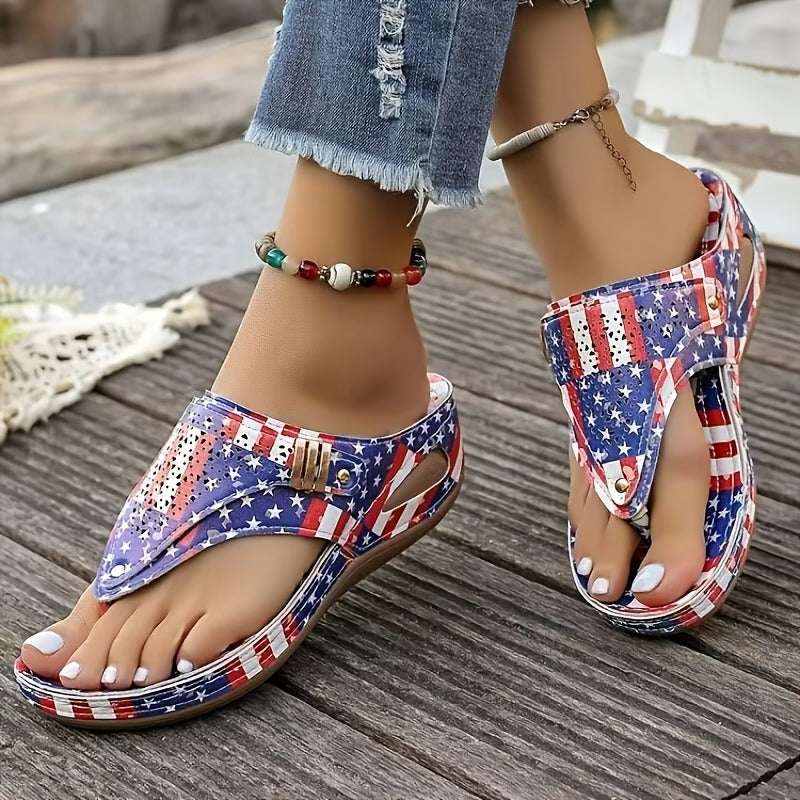 Dép Nữ Thời Trang In Hình Cờ Mỹ Đa Năng