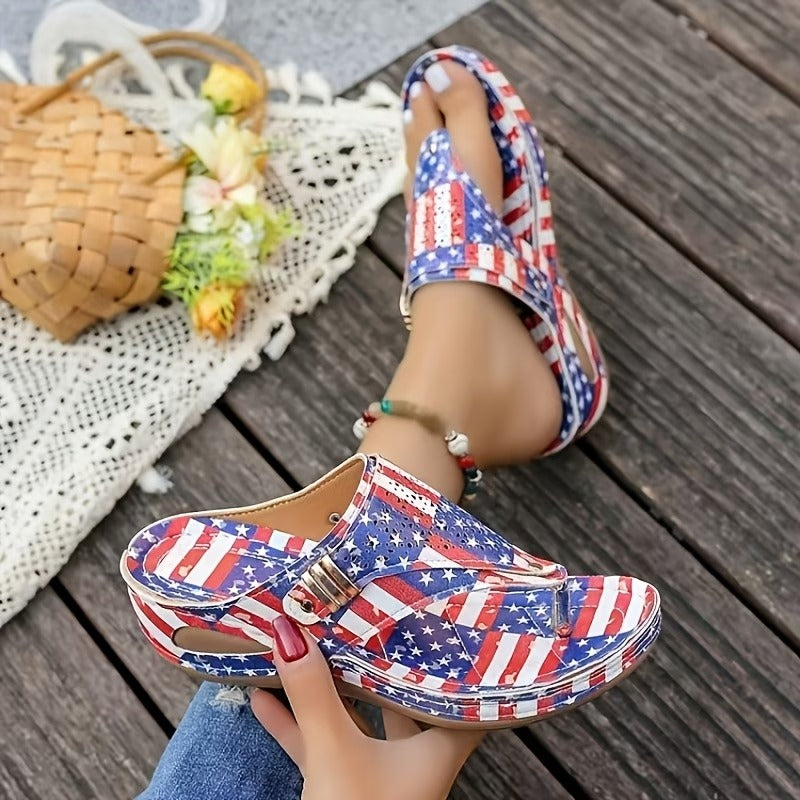 Dép Nữ Thời Trang In Hình Cờ Mỹ Đa Năng